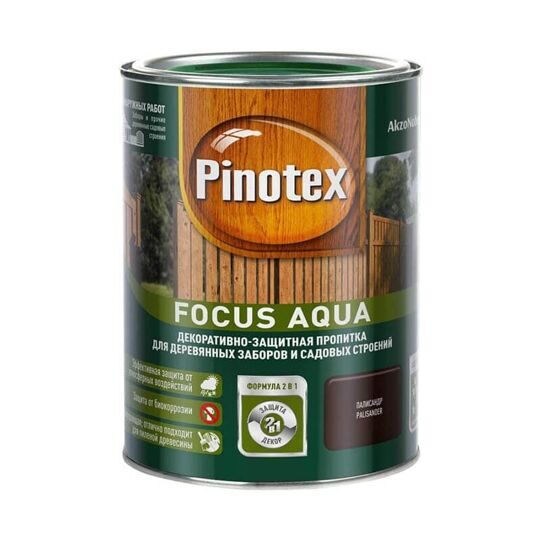 Декоративно-защитная пропитка для деревянных заборов и садовых строений Pinotex Focus Aqua